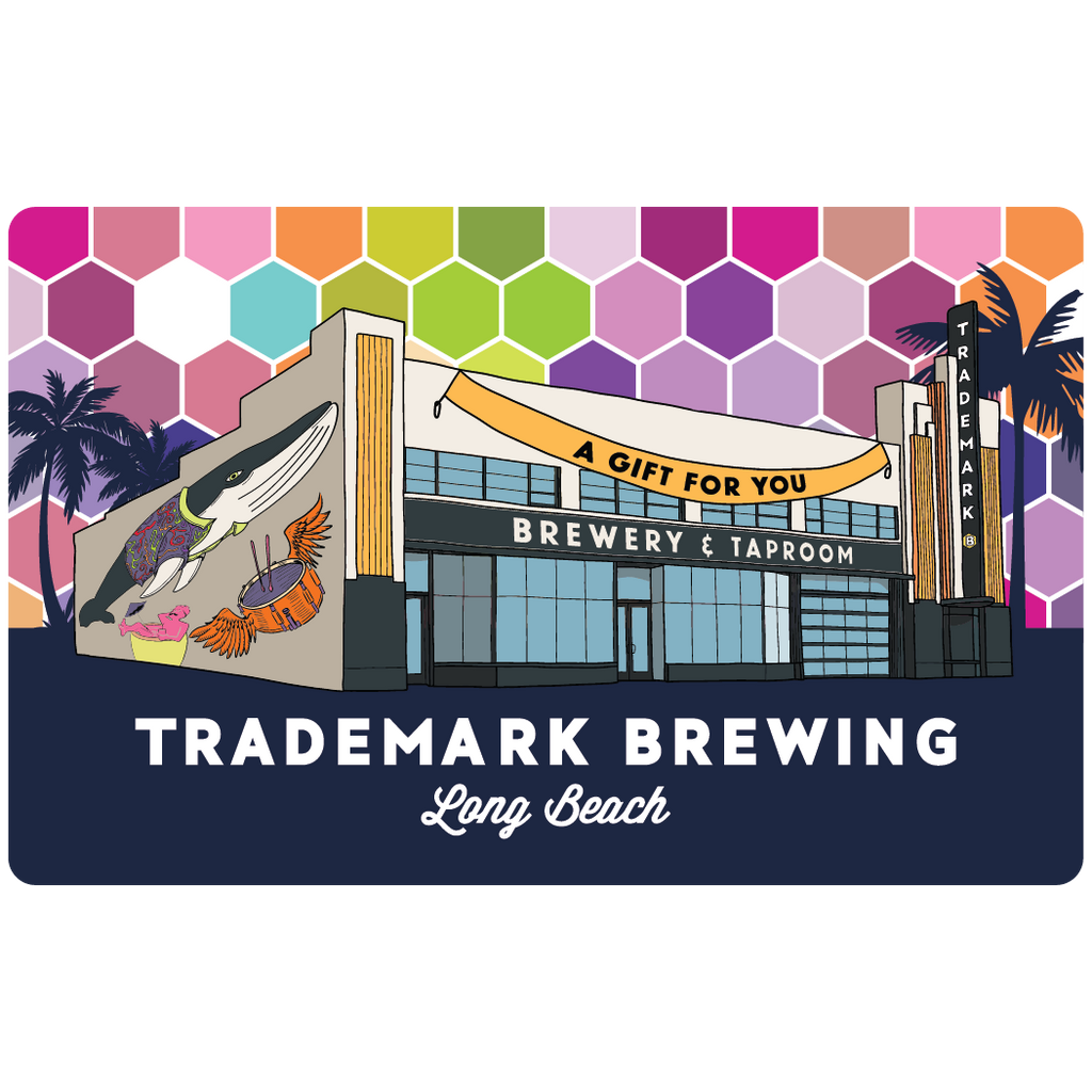 Image of Gift Card with trademark brewing logo and colorful drawing of the building
